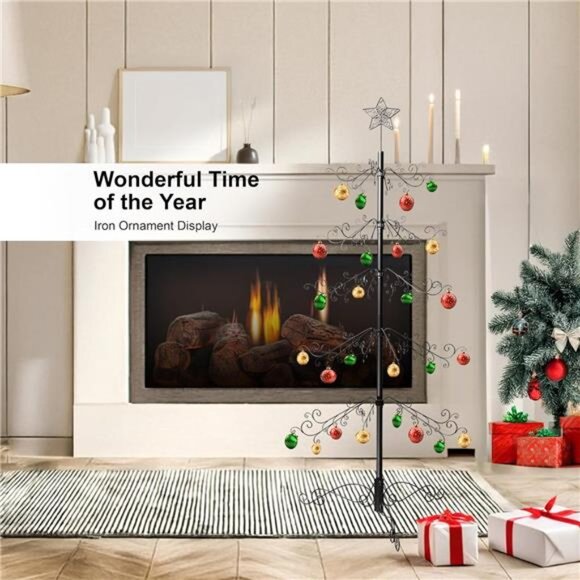 6.5 Ft Wrought Iron Christmas Tree Ornament Display Stand Metal Holder Hanger - Picture 2 of 7